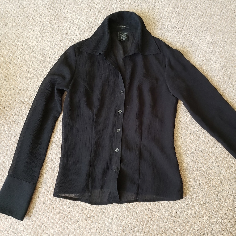 Black sheer long sleeve blouse